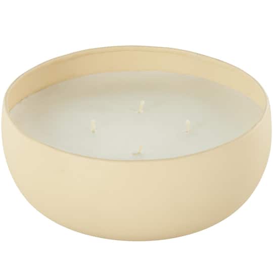 Ivory and Iris 34oz. Beige 4 Wick Rose Blossom & Sandalwood Scented Textured Metal Candle with White Wax